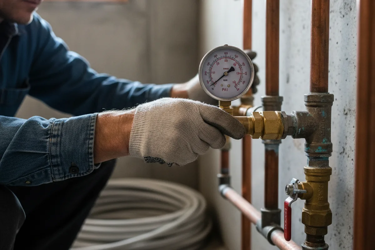 Pressure testing a repaired line during Water Line Repair in Lititz